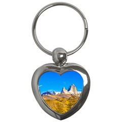 Snowy Andes Mountains, El Chalten, Argentina Key Chains (heart)  by dflcprints