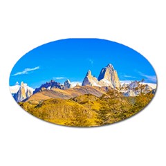 Snowy Andes Mountains, El Chalten, Argentina Oval Magnet by dflcprints