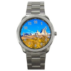 Snowy Andes Mountains, El Chalten, Argentina Sport Metal Watch by dflcprints