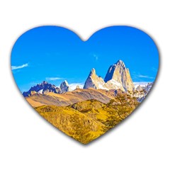 Snowy Andes Mountains, El Chalten, Argentina Heart Mousepads by dflcprints