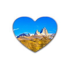 Snowy Andes Mountains, El Chalten, Argentina Heart Coaster (4 Pack)  by dflcprints