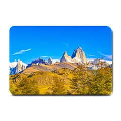 Snowy Andes Mountains, El Chalten, Argentina Small Doormat  by dflcprints