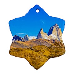 Snowy Andes Mountains, El Chalten, Argentina Ornament (snowflake) by dflcprints