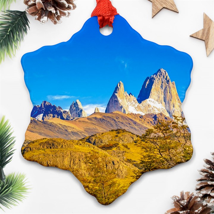 Snowy Andes Mountains, El Chalten, Argentina Ornament (Snowflake)