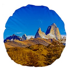 Snowy Andes Mountains, El Chalten, Argentina Large 18  Premium Round Cushions by dflcprints