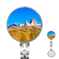 Snowy Andes Mountains, El Chalten, Argentina Stainless Steel Nurses Watch by dflcprints