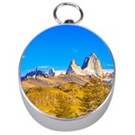 Snowy Andes Mountains, El Chalten, Argentina Silver Compasses Front