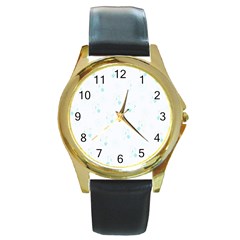 Pattern Round Gold Metal Watch