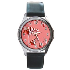 Amazing Floral Fractal B Round Metal Watch