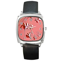 Amazing Floral Fractal B Square Metal Watch