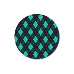 Plaid Pattern Magnet 3  (round) by Valentinaart