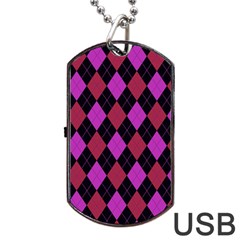 Plaid Pattern Dog Tag Usb Flash (one Side)