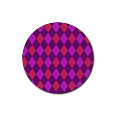 Plaid Pattern Rubber Coaster (round)  by Valentinaart