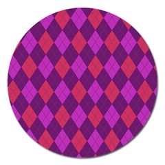 Plaid Pattern Magnet 5  (round) by Valentinaart