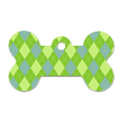 Plaid Pattern Dog Tag Bone (two Sides) by Valentinaart