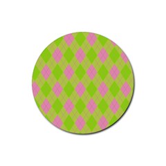 Plaid Pattern Rubber Round Coaster (4 Pack)  by Valentinaart