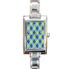 Plaid Pattern Rectangle Italian Charm Watch