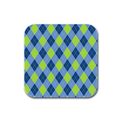 Plaid Pattern Rubber Square Coaster (4 Pack) 