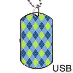 Plaid Pattern Dog Tag Usb Flash (two Sides) by Valentinaart