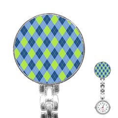 Plaid Pattern Stainless Steel Nurses Watch by Valentinaart