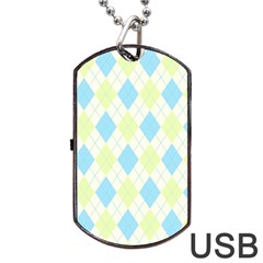 Plaid Pattern Dog Tag Usb Flash (one Side)