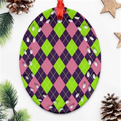 Plaid Pattern Ornament (oval Filigree) by Valentinaart