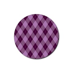 Plaid Pattern Rubber Coaster (round)  by Valentinaart