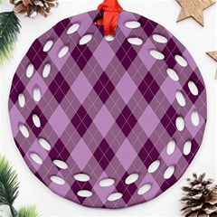 Plaid Pattern Ornament (round Filigree) by Valentinaart