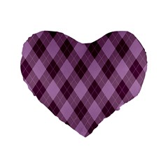 Plaid Pattern Standard 16  Premium Flano Heart Shape Cushions by Valentinaart