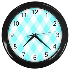 Plaid Pattern Wall Clocks (black) by Valentinaart