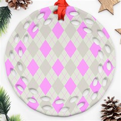 Plaid Pattern Ornament (round Filigree) by Valentinaart