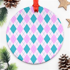 Plaid Pattern Ornament (round) by Valentinaart