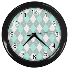 Plaid Pattern Wall Clocks (black) by Valentinaart