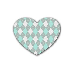 Plaid Pattern Rubber Coaster (heart)  by Valentinaart