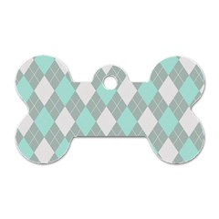 Plaid Pattern Dog Tag Bone (one Side)