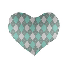 Plaid Pattern Standard 16  Premium Flano Heart Shape Cushions