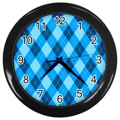 Plaid Pattern Wall Clocks (black) by Valentinaart