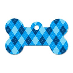 Plaid Pattern Dog Tag Bone (one Side)