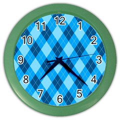 Plaid Pattern Color Wall Clocks by Valentinaart