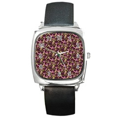 Plaid pattern Square Metal Watch