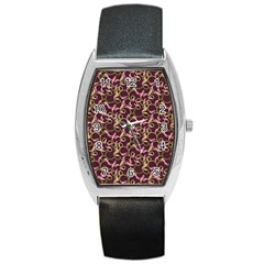 Plaid pattern Barrel Style Metal Watch