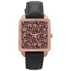 Plaid pattern Rose Gold Leather Watch 