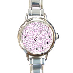 Plaid pattern Round Italian Charm Watch