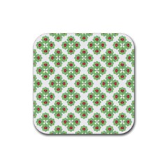 Floral Collage Pattern Rubber Coaster (square)  by dflcprints