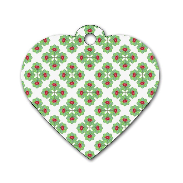 Floral Collage Pattern Dog Tag Heart (One Side)