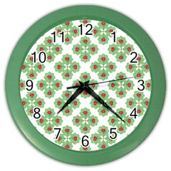 Floral Collage Pattern Color Wall Clocks by dflcprints