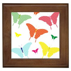 Beautiful Colorful Polka Dot Butterflies Clipart Framed Tiles