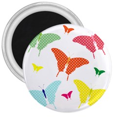 Beautiful Colorful Polka Dot Butterflies Clipart 3  Magnets