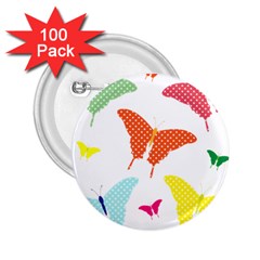 Beautiful Colorful Polka Dot Butterflies Clipart 2.25  Buttons (100 pack) 