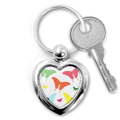 Beautiful Colorful Polka Dot Butterflies Clipart Key Chains (Heart) 